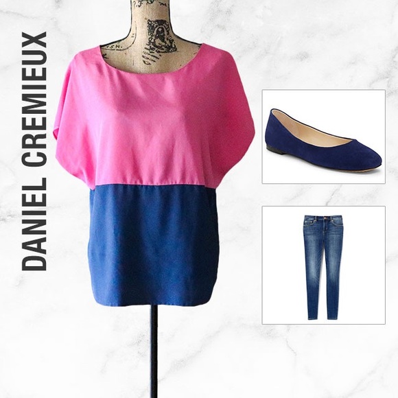 Daniel Cremieux Pink Blue Short Sleeve Top Size Medium - Picture 2 of 9